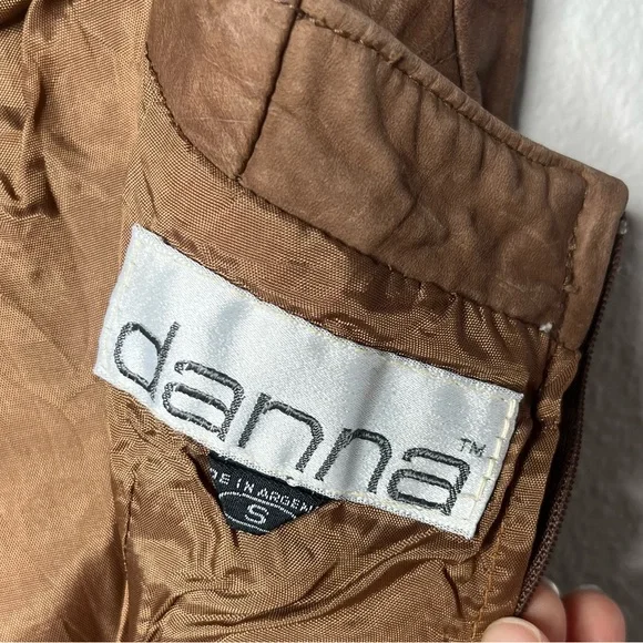 Vintage Danna Strapless Leather and Denim Drop Waist Ruffle Tiered Mini Dress - Picture 7 of 7